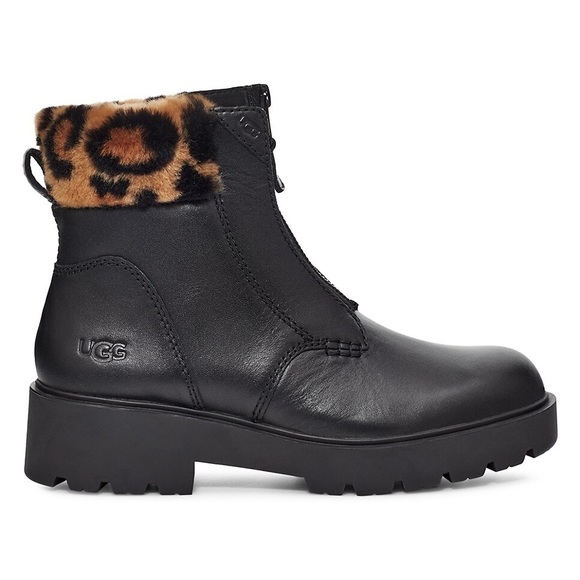 UGG Czeriesa Panther Print Leather Boots in Black NWT Size 5